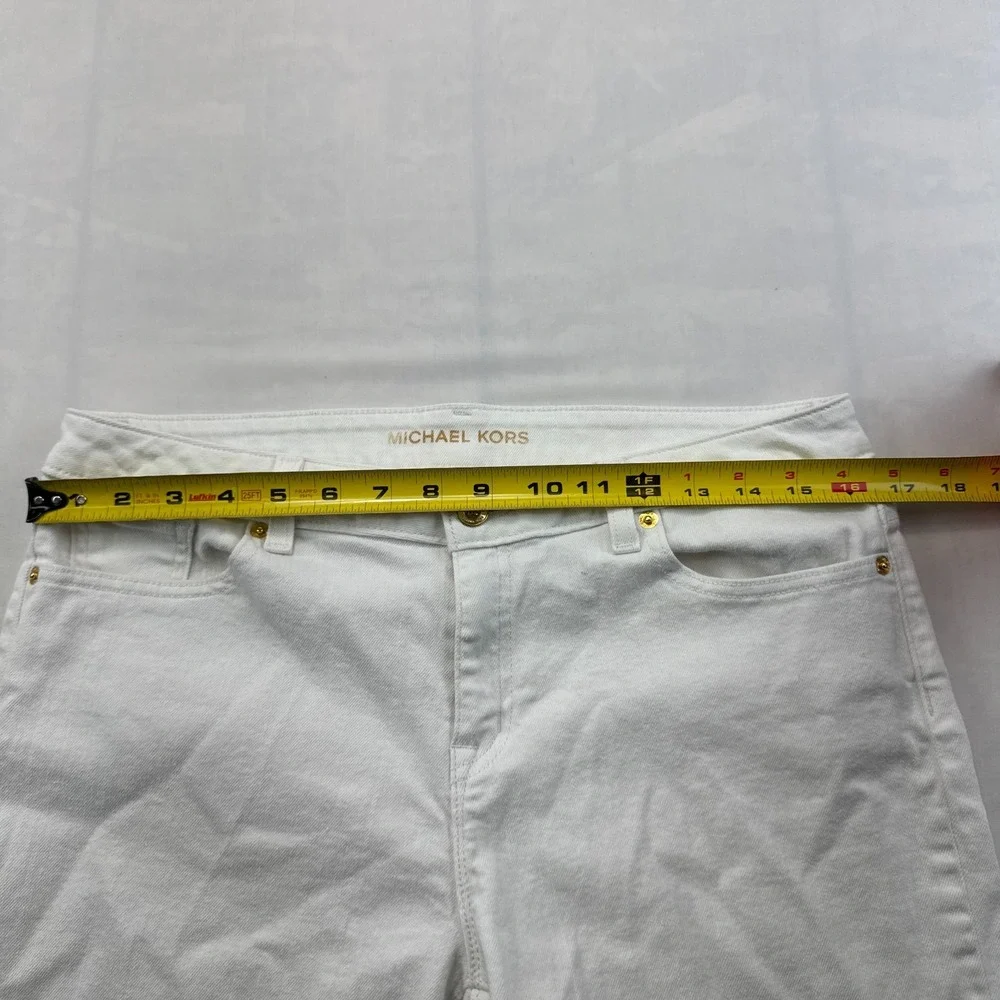 Michael Kors Bermuda Shorts Womens 8 White Denim Mid Rise Stretch Five Pockets